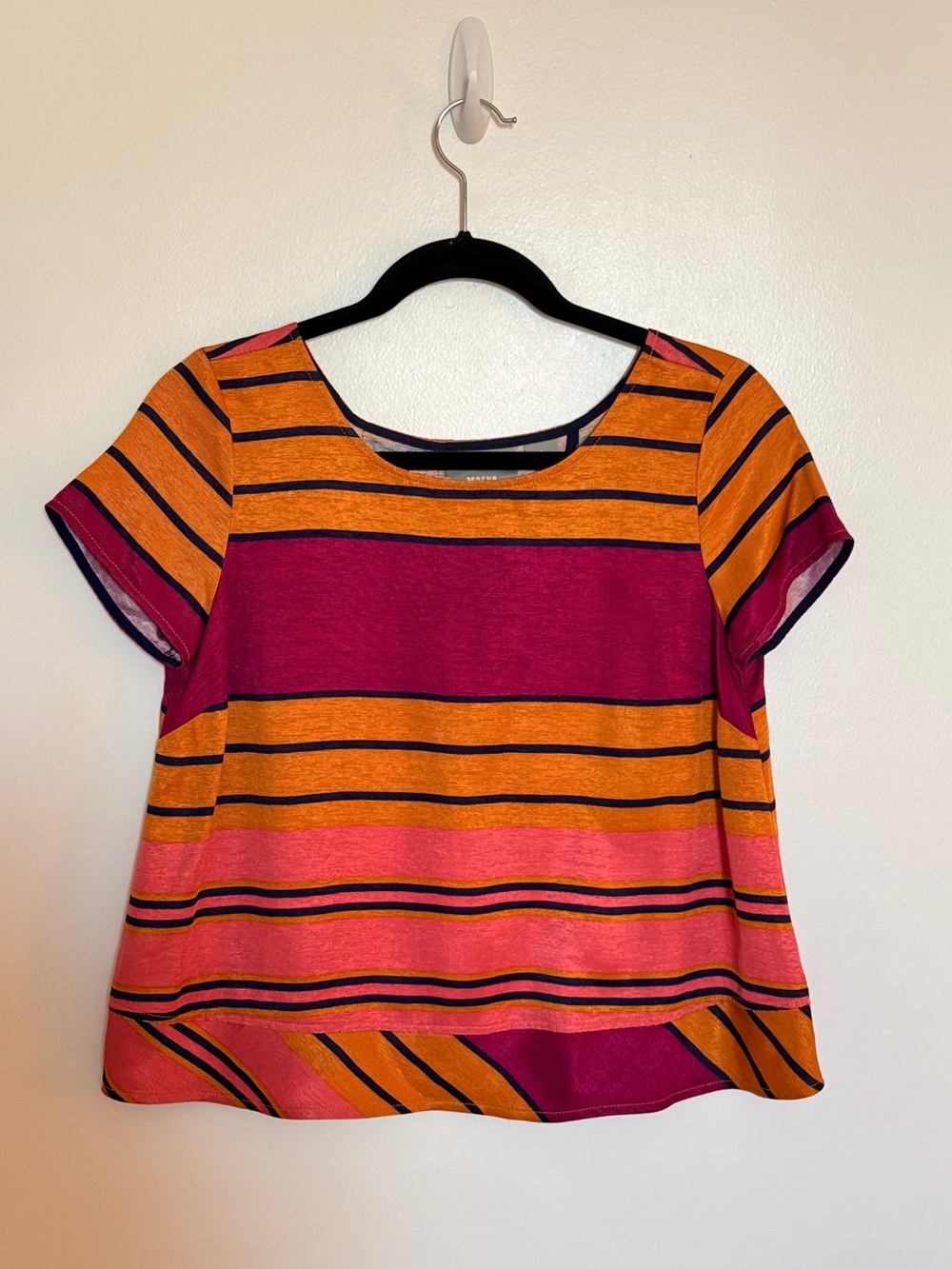 Maeve Short-Sleeve Striped Shirt with tulip back